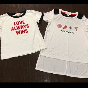 GB Girls Graphic Blouses 
Size 4 / 5 XS Extra Small 
Selling Set of 2 Blouses